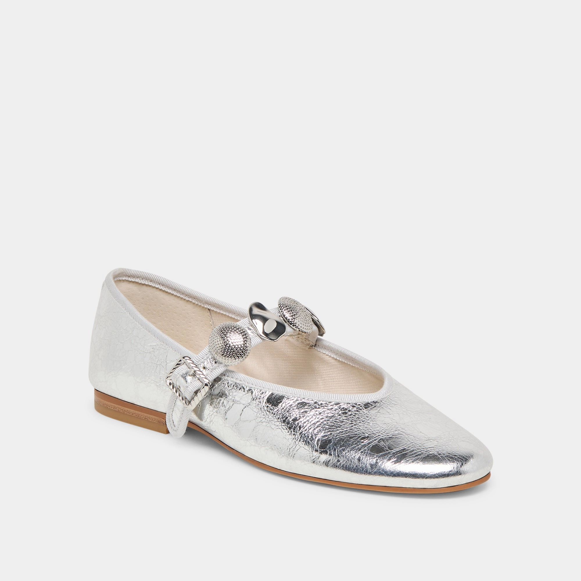 RELAN BALLET FLATS SILVER DISTRESSED LEATHER Versatile Footwear Formal Heels