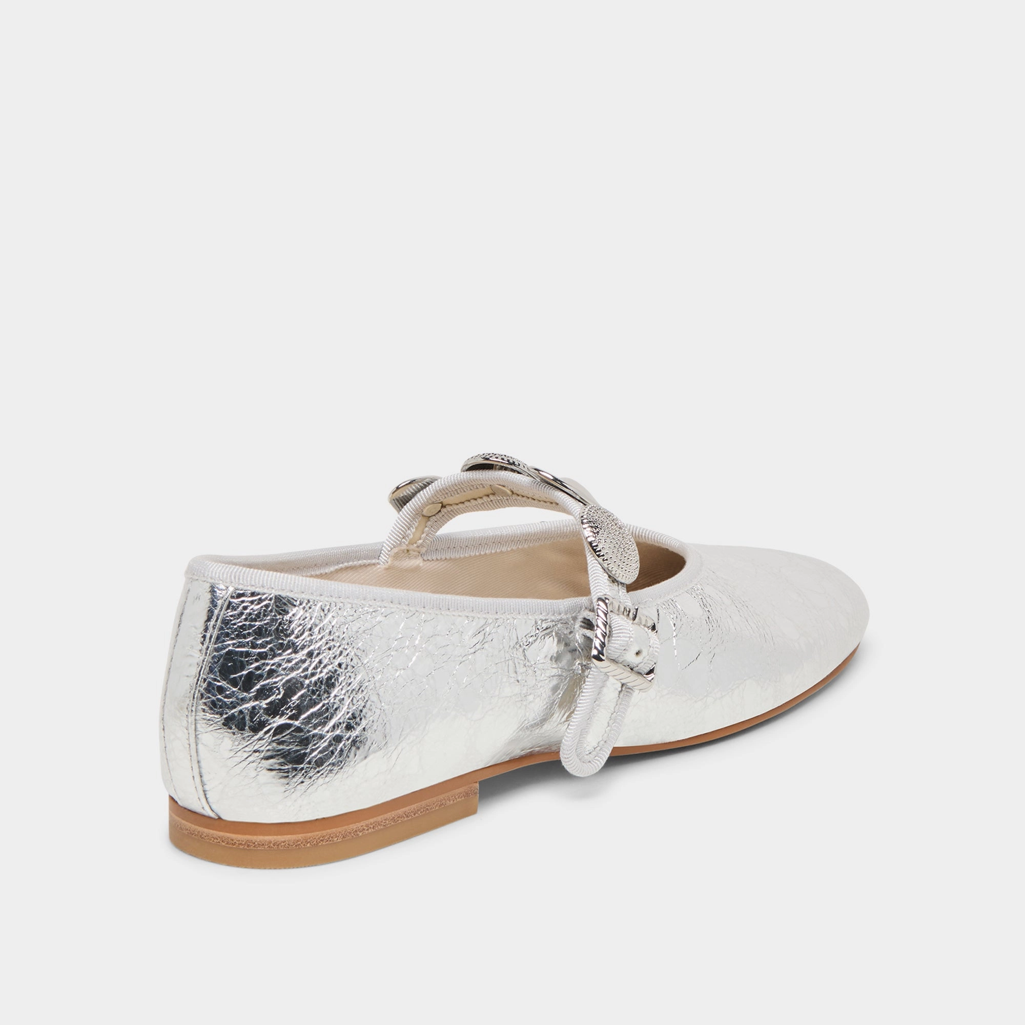 RELAN BALLET FLATS SILVER DISTRESSED LEATHER Luxury Shoes