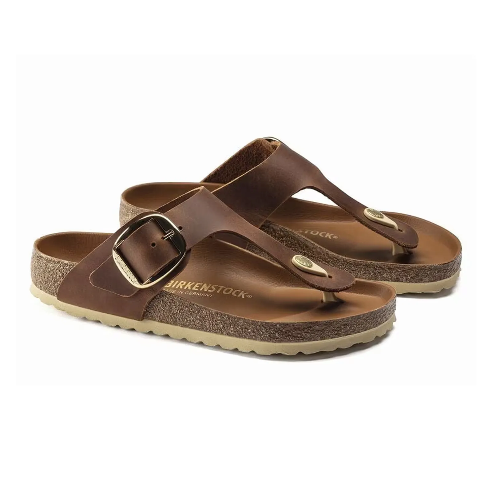 Birkenstock Gizeh Big Buckle Sandal (Women) - Cognac Leather Wind Proof Mid Cut