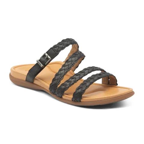 Aetrex Brielle Sandal (Women) - Black Elastic Sling Efficient Performance