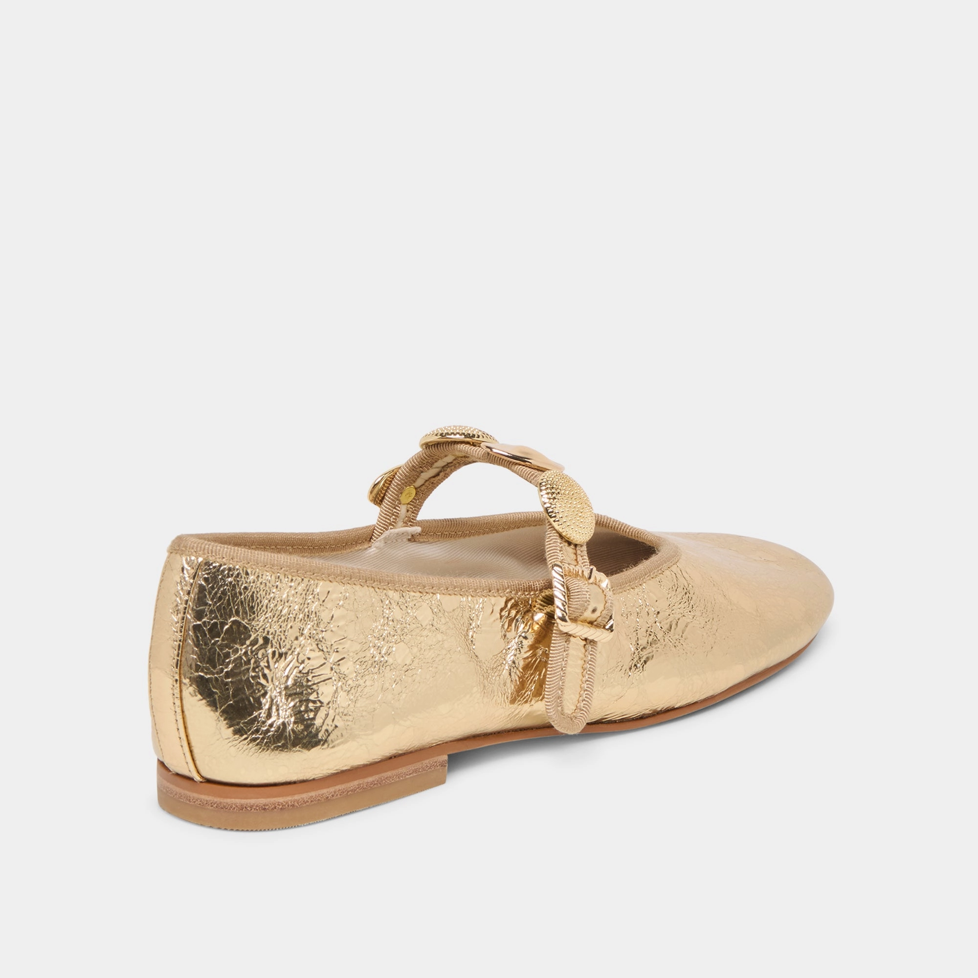 Glam Sandals Runway Queen RELAN BALLET FLATS GOLD DISTRESSED LEATHER