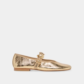 RELAN BALLET FLATS GOLD DISTRESSED LEATHER Occasion Footwear