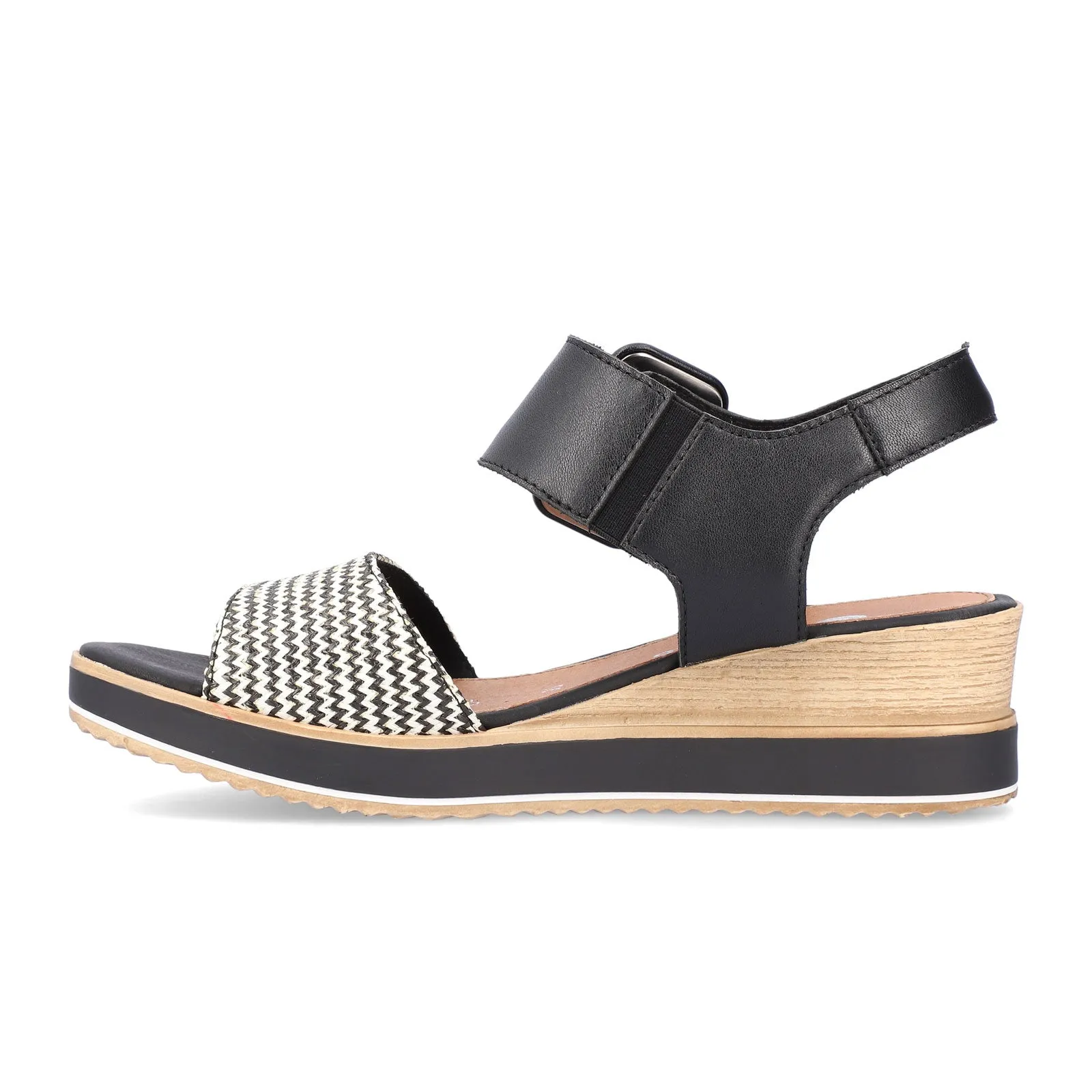Remonte Jerilyn D6453-01 Wedge Sandal (Women) - Schwarz-Crema/Schwarz Siradial Lugano Reinforced Edges