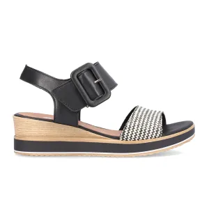 strap on Carbon plate Remonte Jerilyn D6453-01 Wedge Sandal (Women) - Schwarz-Crema/Schwarz Siradial Lugano