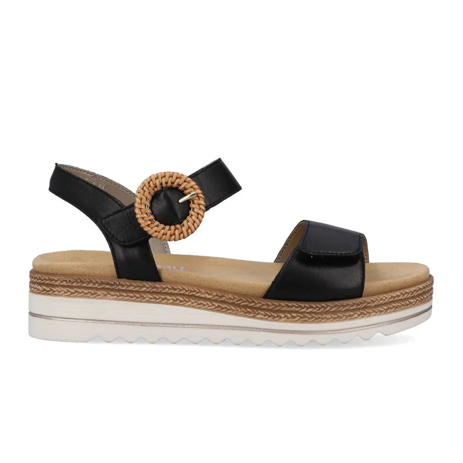 Remonte Jocelyn D0Q52 Flatform Backstrap Sandal (Women) - Black Slip Fit