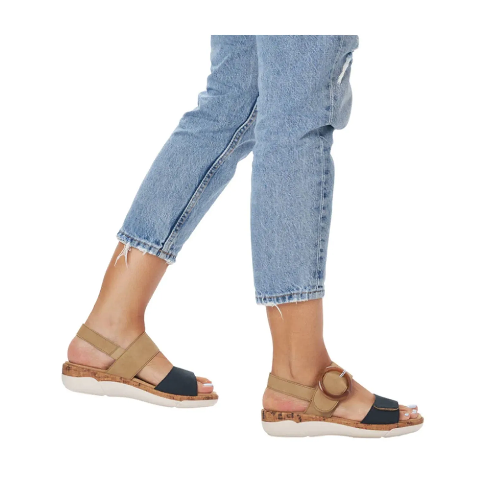 Relaxing Walk Shoes Quick Sandals Fit Remonte Jocelyn R6853-60 Backstrap Sandal (Women) - Pazifik/Sand