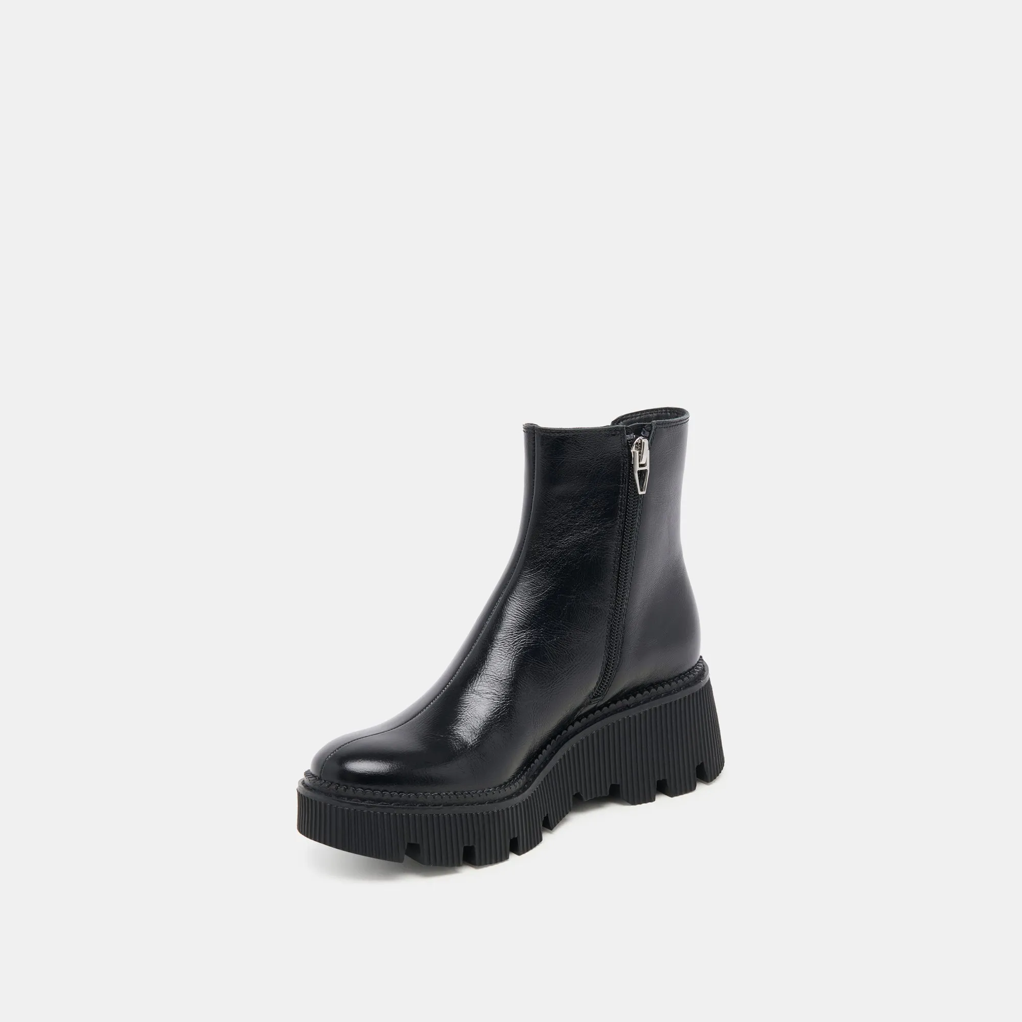 EMMET H2O WIDE BOOTS MIDNIGHT CRINKLE PATENT Stable Feel Reinforced Heel Support