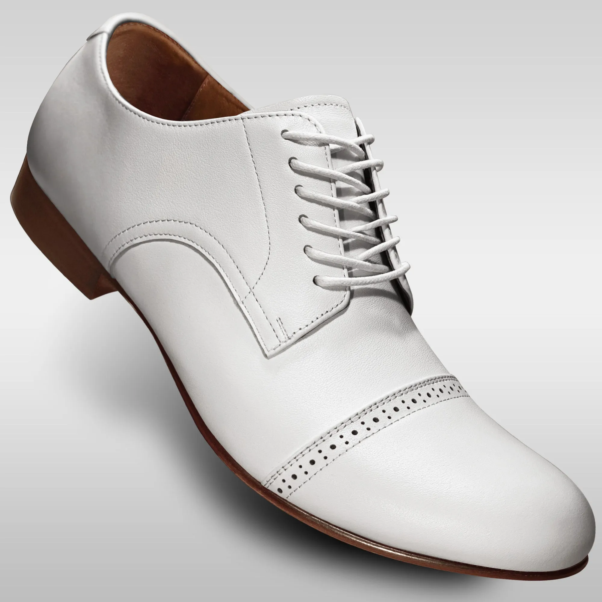 Temperature Regulating Lining Aris Allen 1932 White Captoe Swing Dance Shoes