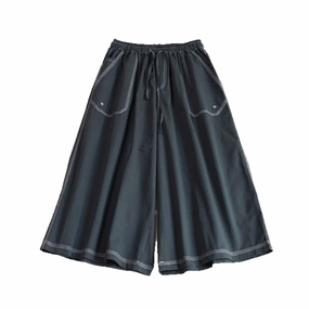 Non-restrictive Retro Cotton Versatile Loose Elastic Waist Lace-Up Pockets Pants