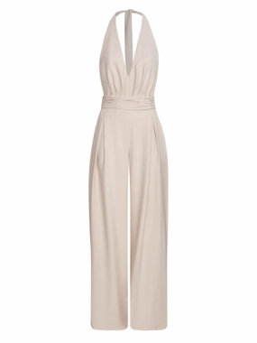 Loose Flexible Active Classic Resplandores Halter Jumpsuit in Sand