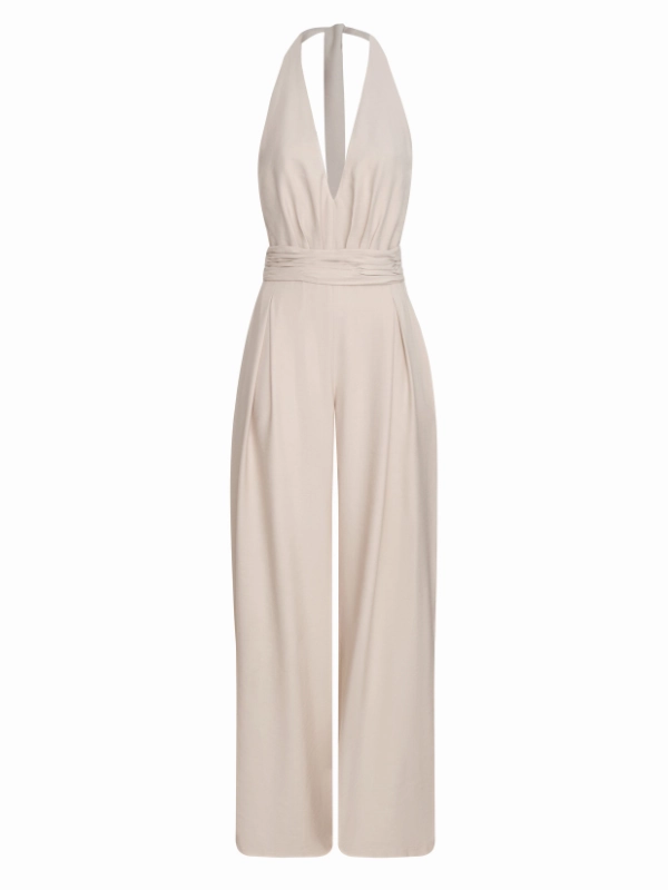 Loose Flexible Active Classic Resplandores Halter Jumpsuit in Sand