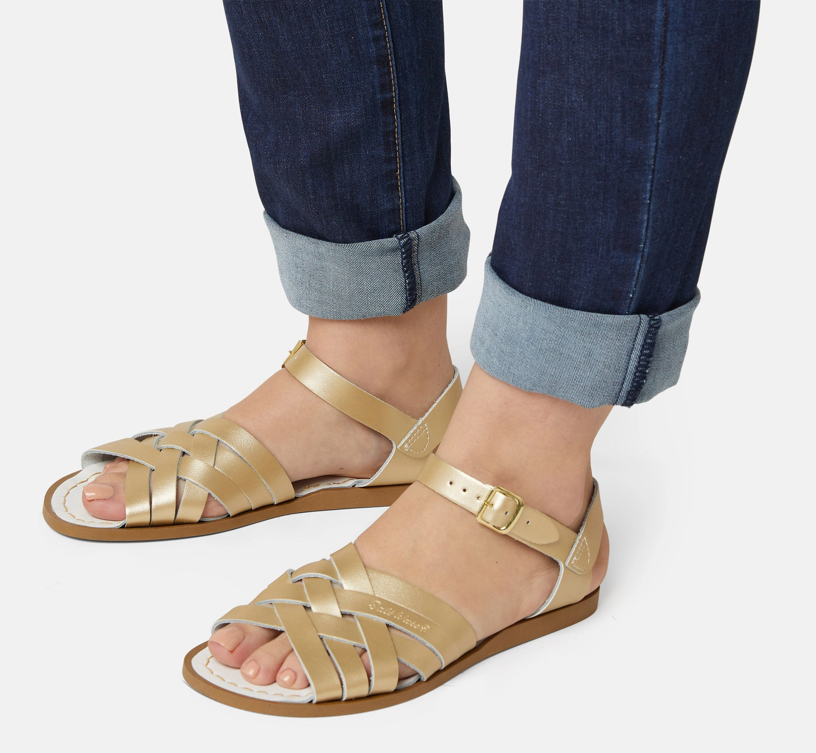 Contoured Arch Shape Non-Slip Grip Retro Gold Womens Sandal