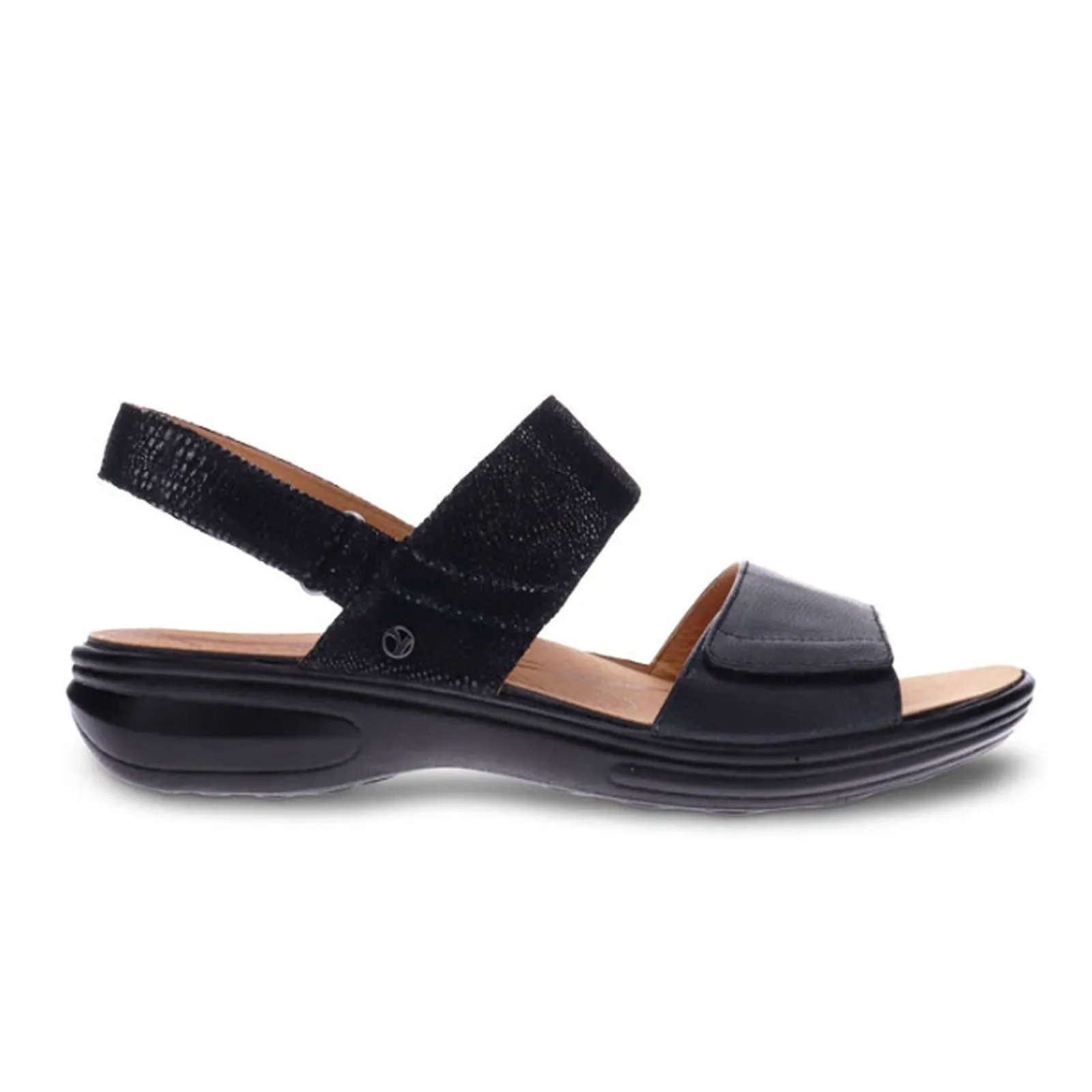 Revere Como Backstrap Sandal (Women) - Black/Black Lizard Elastic Collar