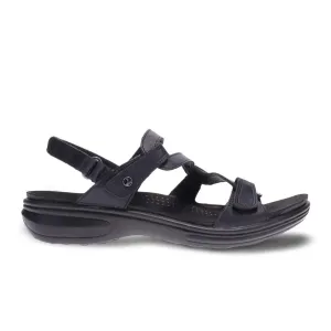 Revere Emerald Backstrap Sandal (Women) - Black Heat Regulating Fabric Cushioned heel