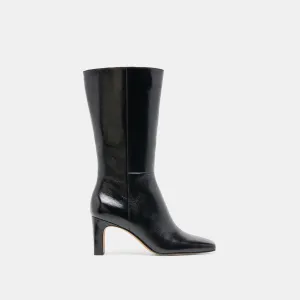 RIGGS WIDE CALF BOOTS BLACK LEATHER Smooth Support ShockDispersion