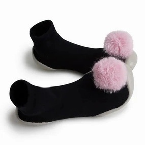 Collegien Kids Girl  Noir Customis??s Pompons Rose Indoor Warm Slipper Shoes Wear resistant