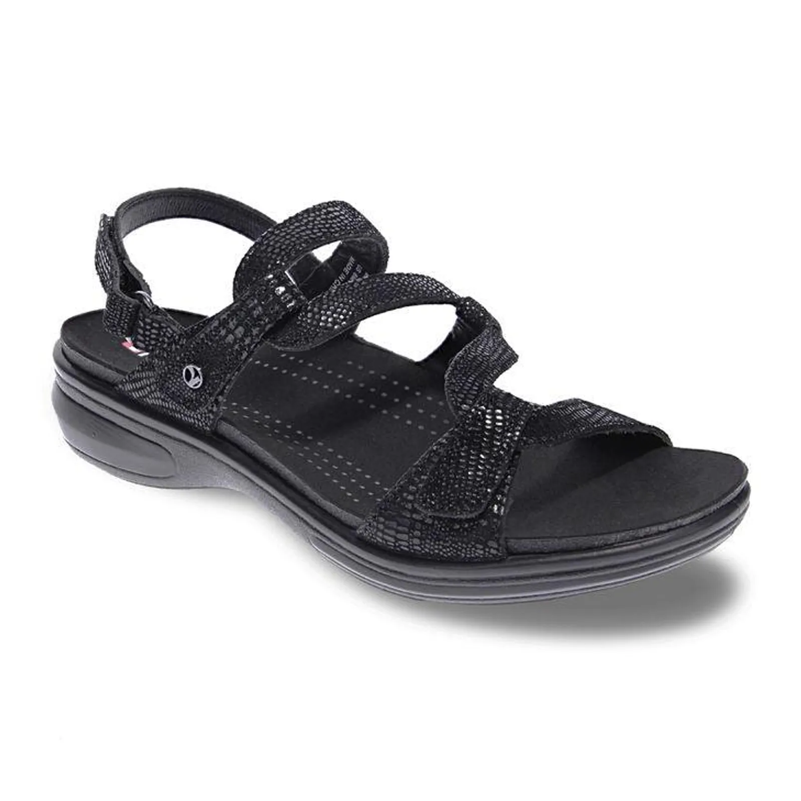Revere Emerald Backstrap Sandal (Women) - Black Lizard Non Slip Sole Premium Material