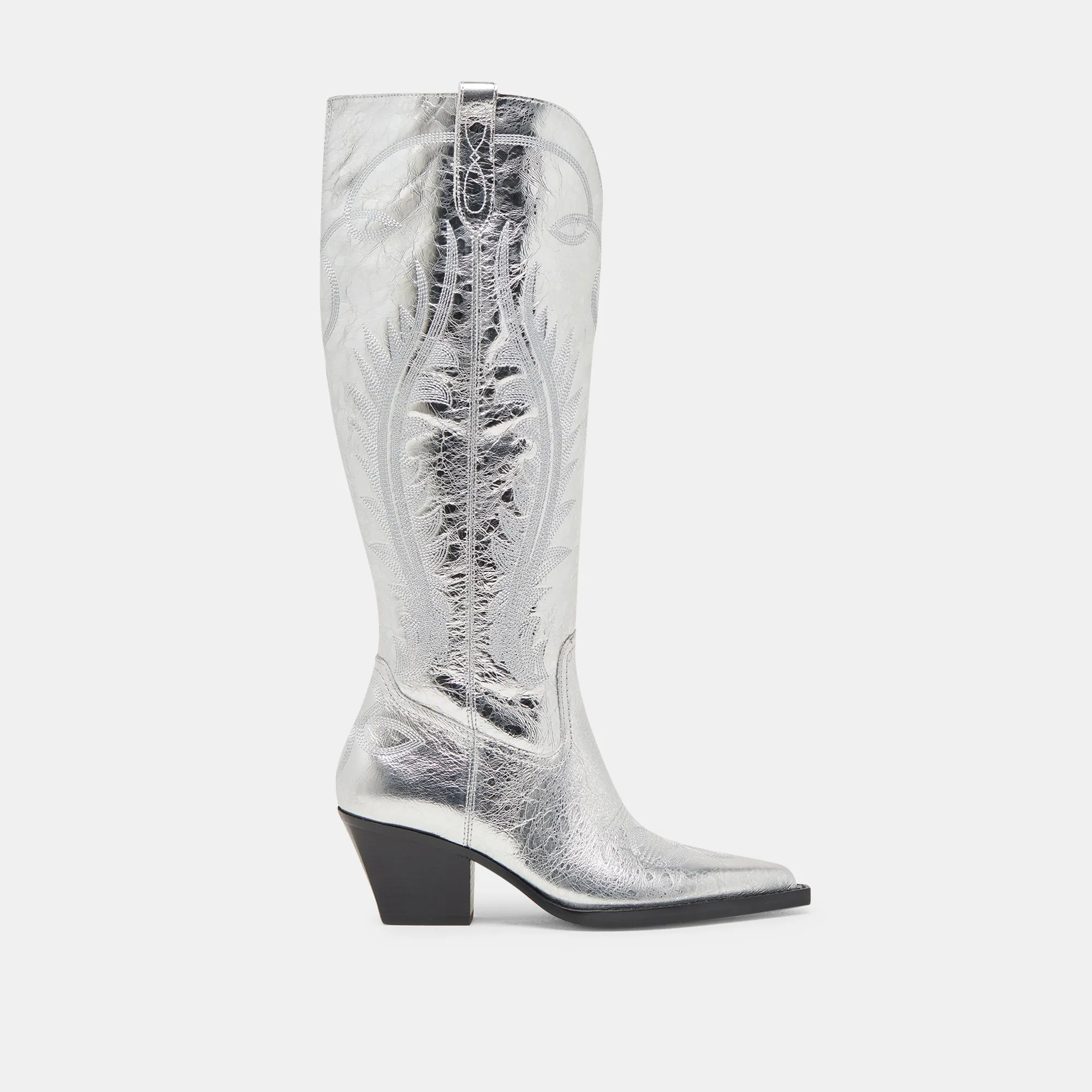 Smooth Finish Rocker Sole Tech RYATT EXTRA WIDE CALF BOOTS SILVER DISTRESSED LEATHER