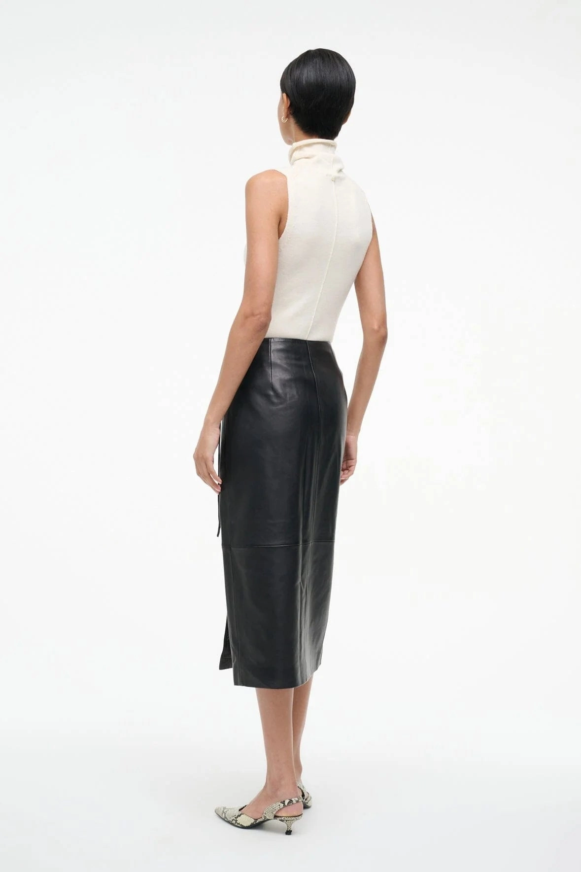 Roman Leather Wrap Skirt in Black Light Moodboard