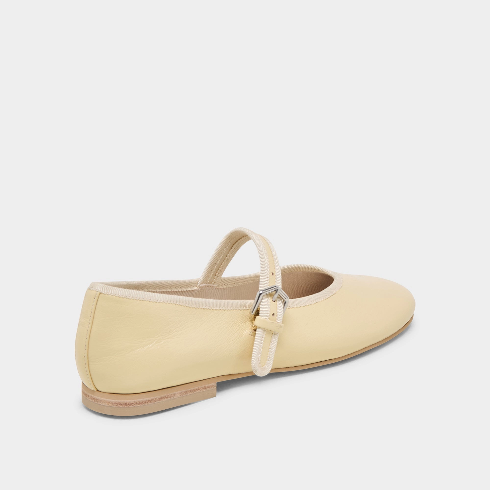 Strappy Design Weather Proof ROSLYN BALLET FLATS LIGHT YELLOW LEATHER