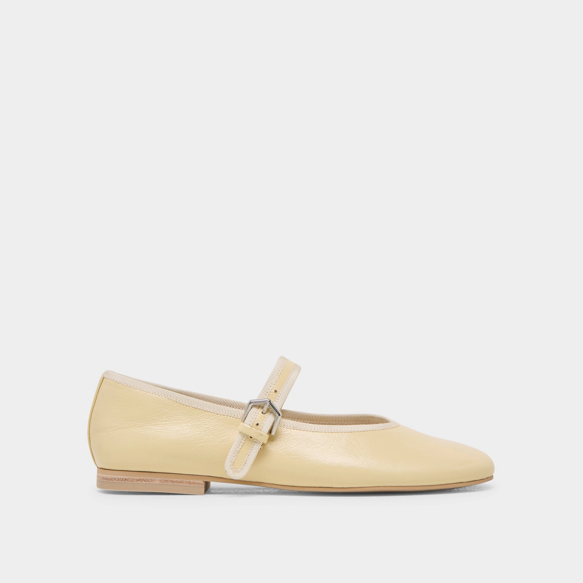 Instant Glam Vintage Vibe ROSLYN BALLET FLATS LIGHT YELLOW LEATHER