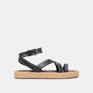 Slip Resistant Grip ROXIE SANDALS BLACK LEATHER