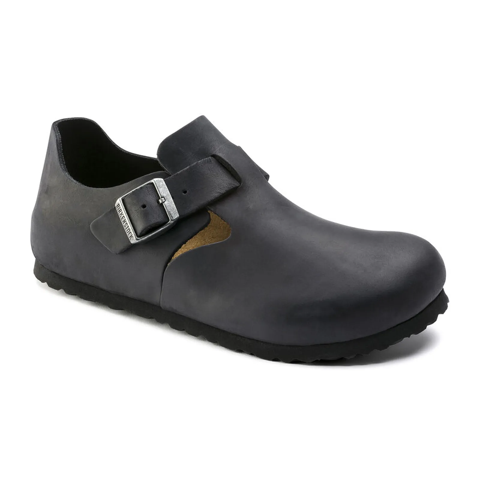 Birkenstock London Clog (Unisex) - Black Oiled Leather Torsion Stability System