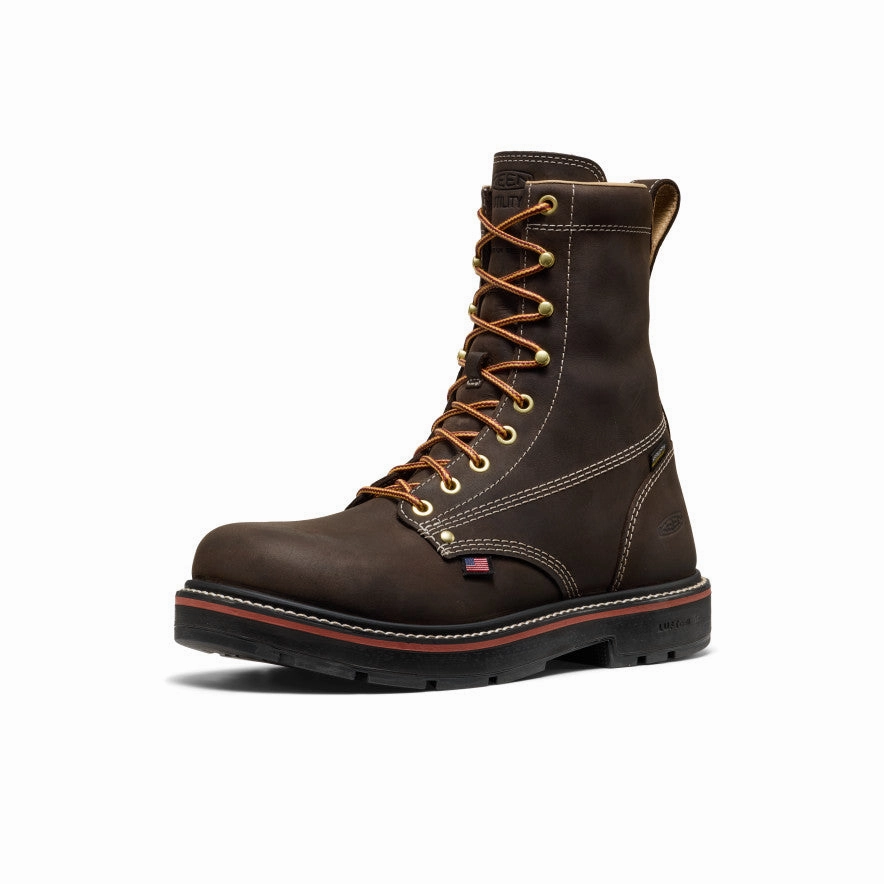 Men's Liberty 8" Waterproof 90?? Heel Boot (Carbon Toe)  |  Coffee Bean/Black Rugged Look Grippy Outsole Mountain Climber