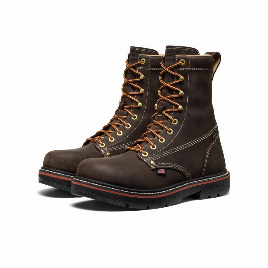Patent Glow Men's Liberty 8" Waterproof 90?? Heel Boot (Carbon Toe)  |  Coffee Bean/Black