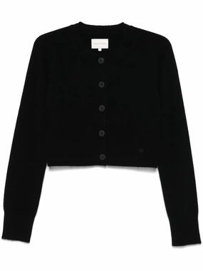 Zephir Cropped Cashmere Cardigan in Black Seamless Construction Design