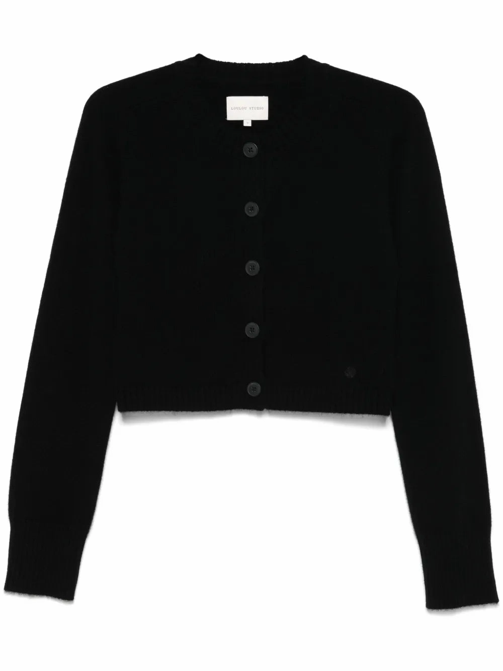 Zephir Cropped Cashmere Cardigan in Black Seamless Construction Design