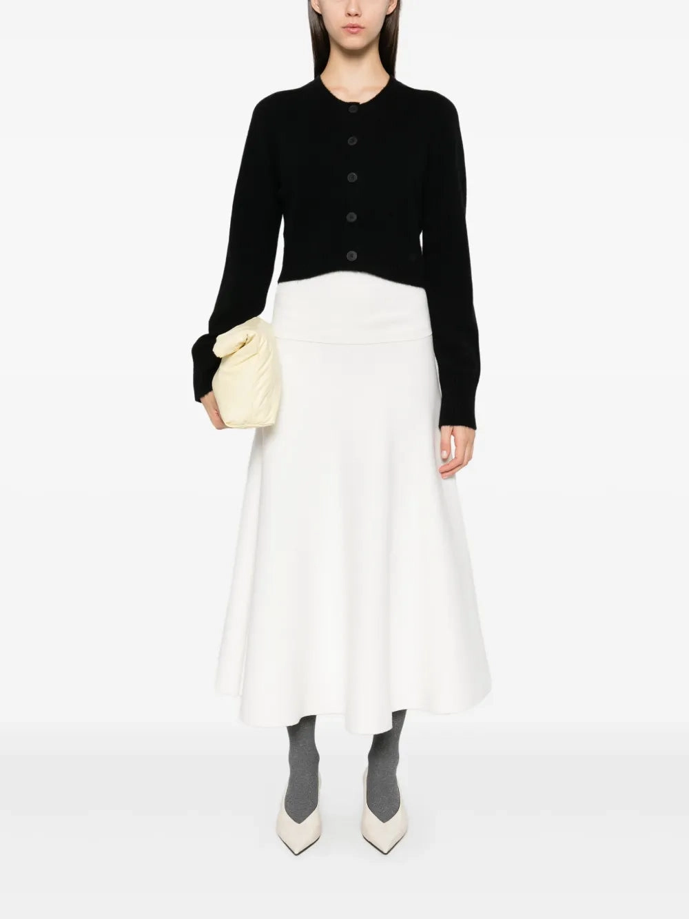 Soft Texture Chic Tee Zephir Cropped Cashmere Cardigan in Black