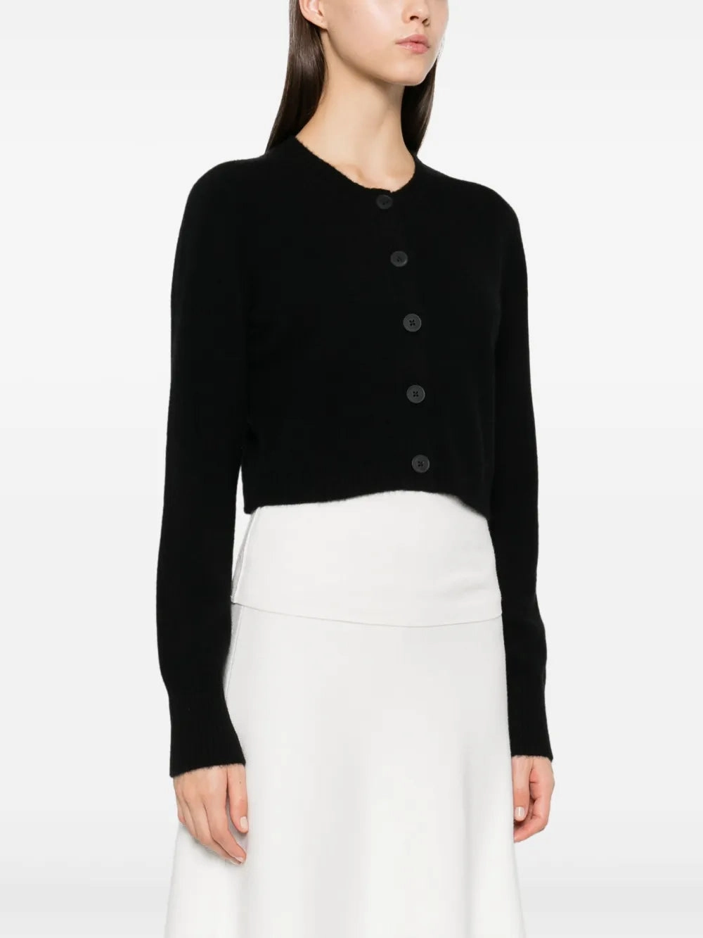 Zephir Cropped Cashmere Cardigan in Black HoodedVersion Sporty Top