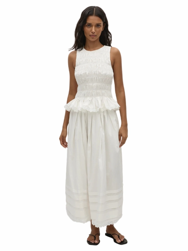 high contrast Detachable Detail Ruth Skirt in White