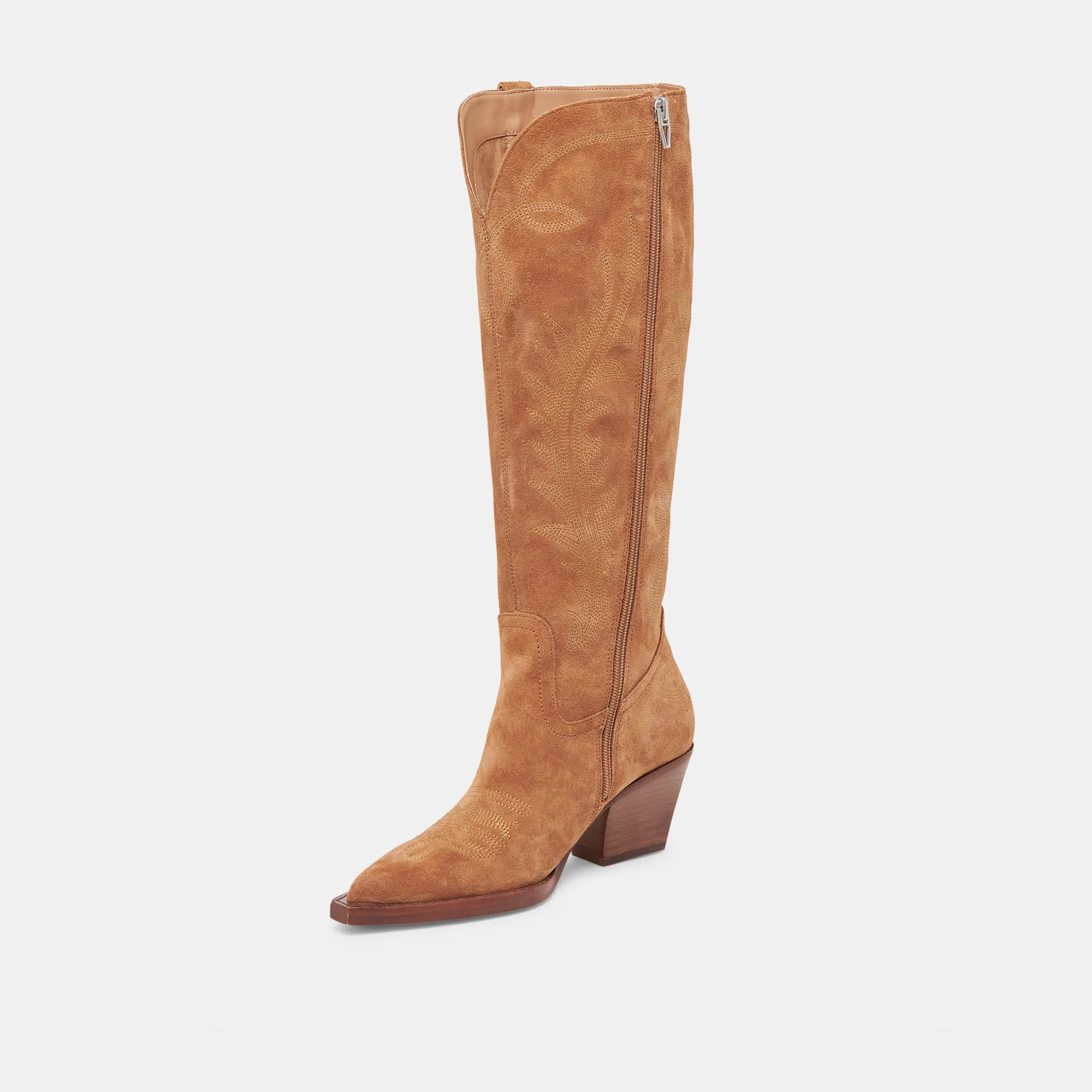 RYATT WIDE CALF BOOTS PECAN SUEDE Shock Absorbent