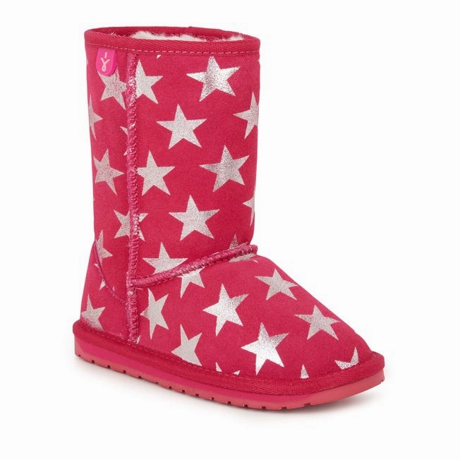 EMU AUSTRALIA Kids Girls Starry Night Snow Boots in Fuchsia Quick Rest Seamless Edge Finish
