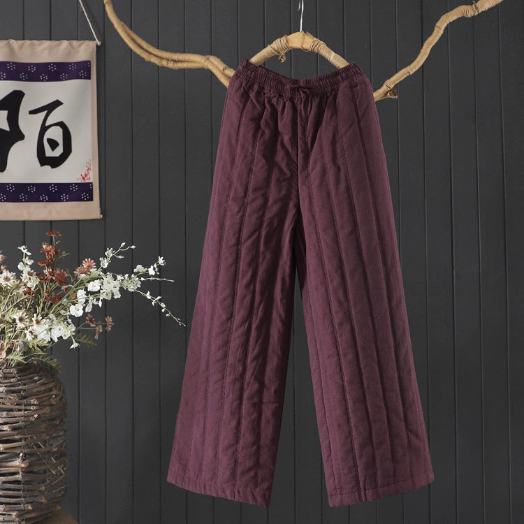 Effortless Care Thermal Balance Babakud Women Winter Vintage Zen Quilted Cotton-Linen Wide-Leg Pants