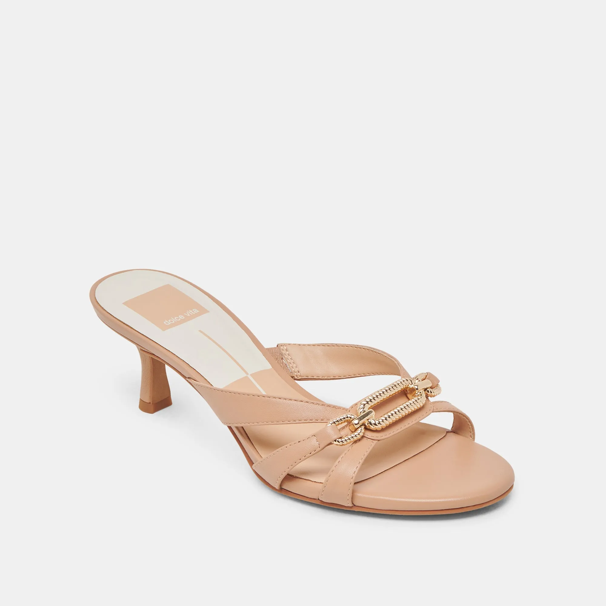 suitable for formal wear Adjustable Design LERAH HEELS CAFE EMBOSSED LEATHER