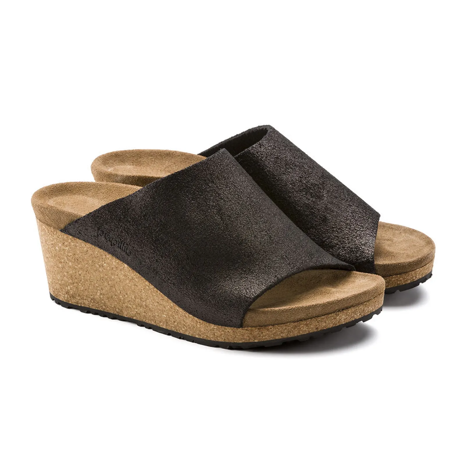 Low Maintenance Finish Dual Hue Birkenstock Namica Narrow Wedge Sandal (Women) - Washed Metallic Antique Black Suede