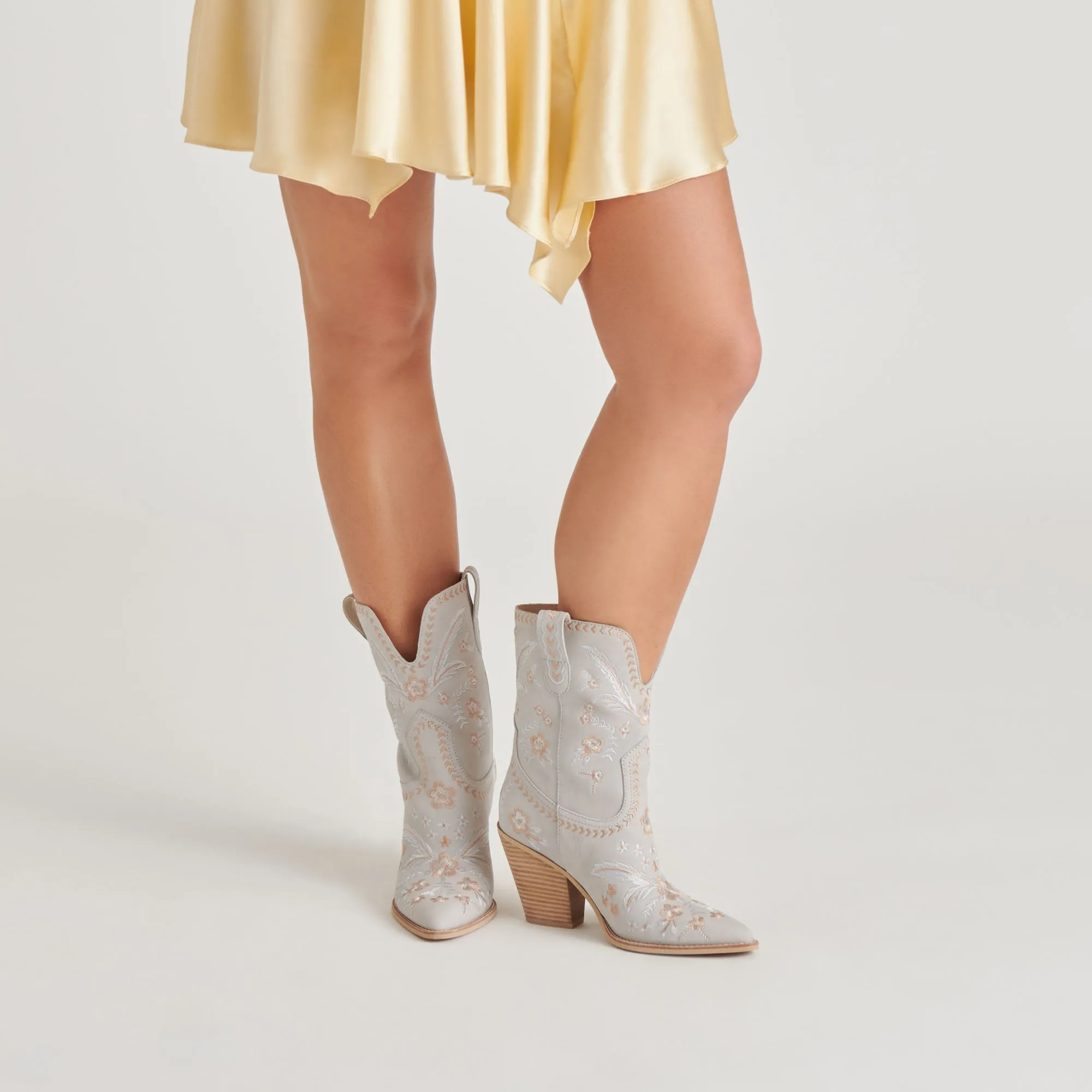 Non Marking Rubber Flexible Insole JESSEY FLORAL BOOTS LIGHT BLUE NUBUCK