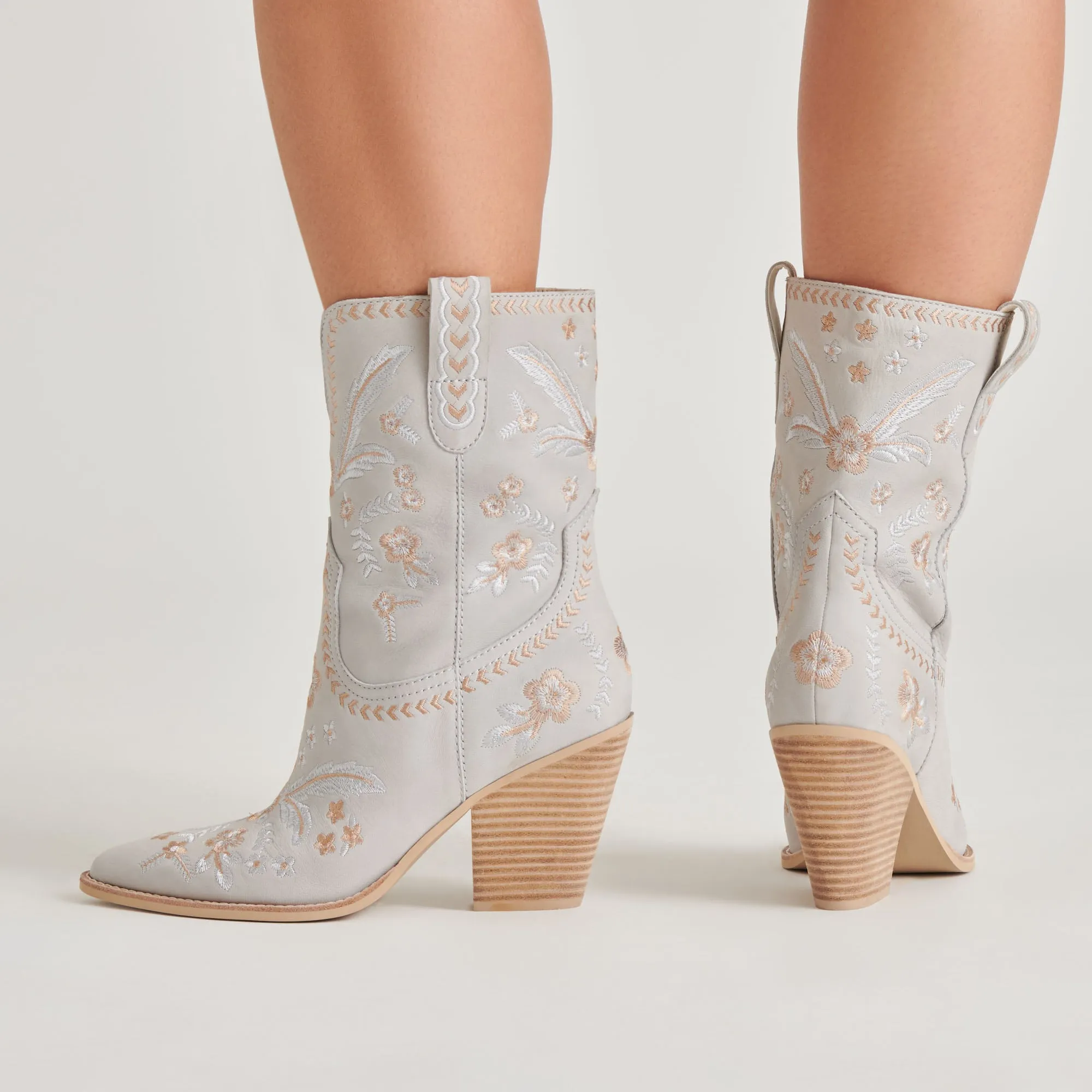 Split Toe Flex Zone JESSEY FLORAL BOOTS LIGHT BLUE NUBUCK