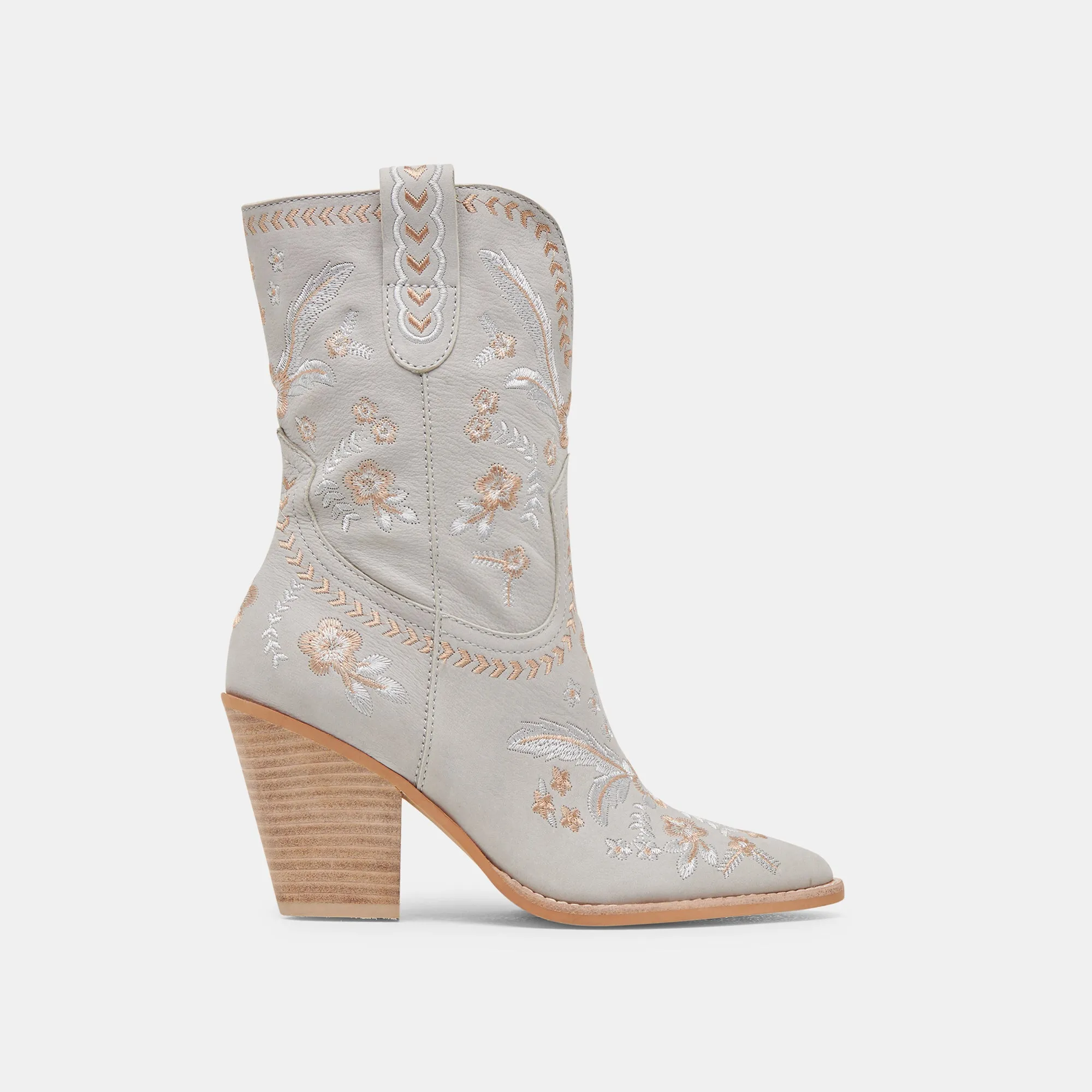 JESSEY FLORAL BOOTS LIGHT BLUE NUBUCK Non Irritating Stitching