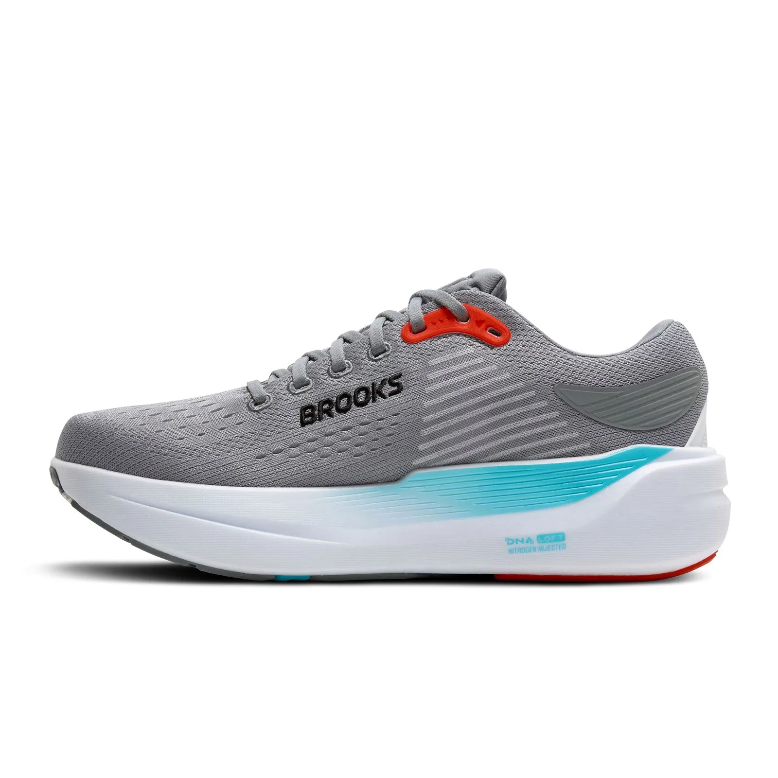 Leather Comfort Brooks Ghost Max 3 Running Shoe (Men) - Primer Grey/Antarctica/Red