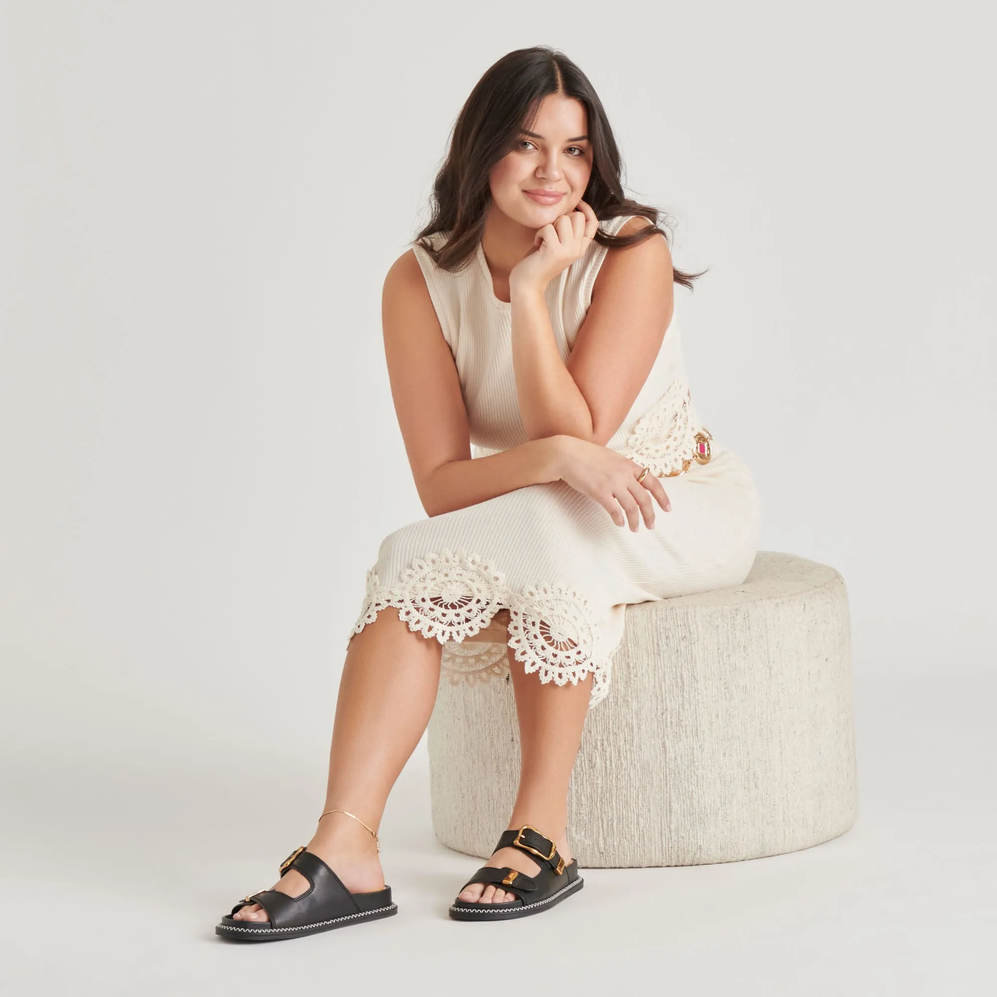 SEVANA SANDALS BLACK LEATHER Shock-absorbent materials Streamlined materials