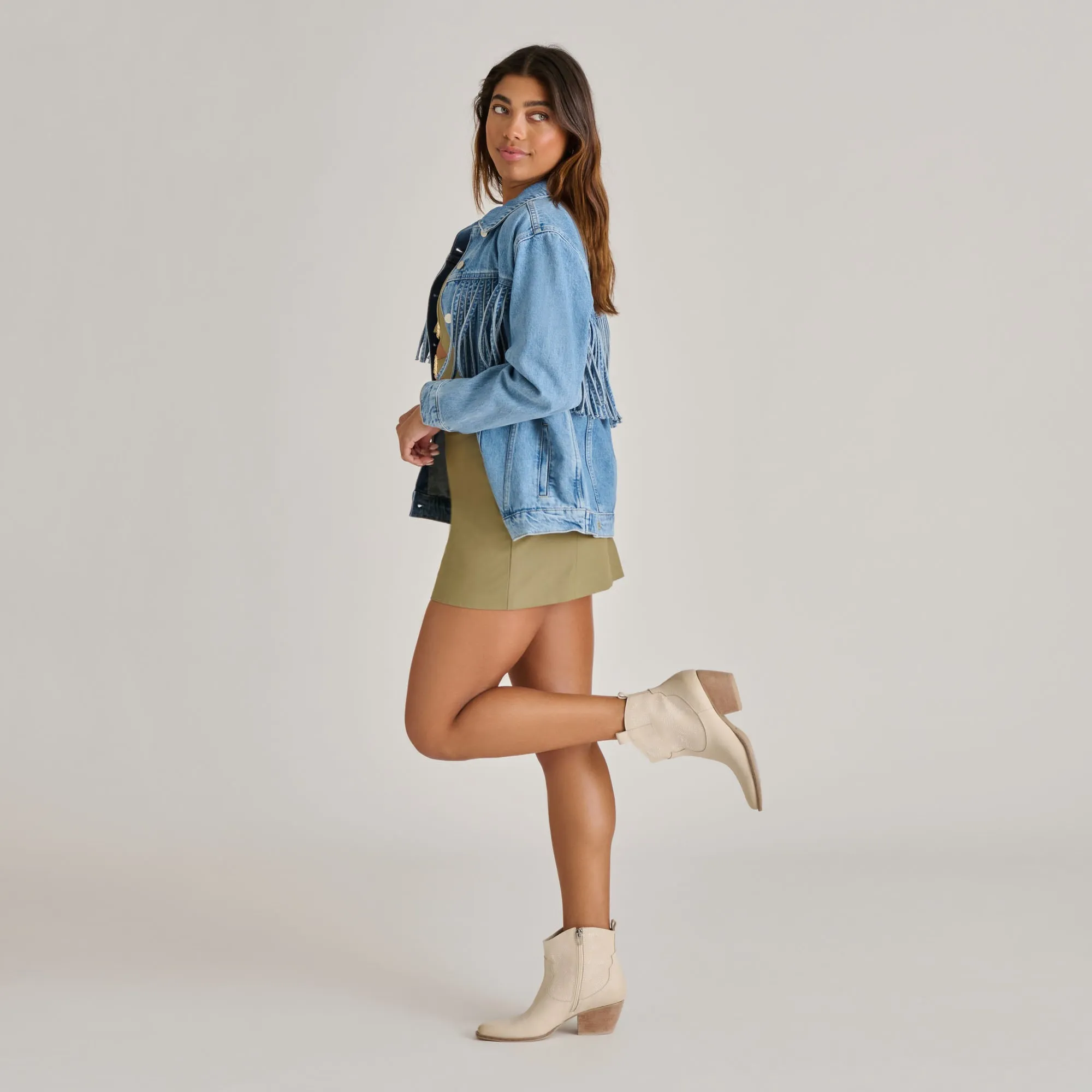 SHANIA BOOTIES IVORY NUBUCK Comfort Fit Flexible Fabric