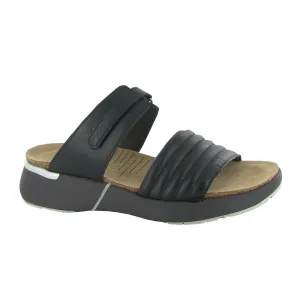 Naot Vesta Slide Sandal (Women) - Soft Black Leather Reinforced Soles