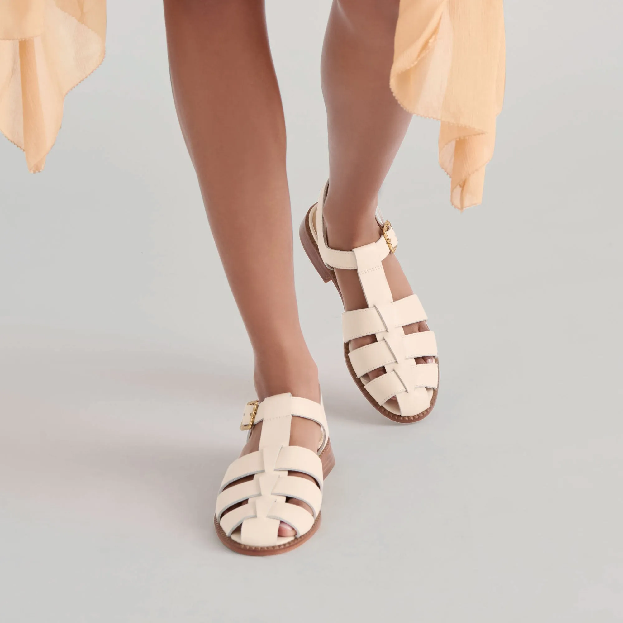 tie - up style HOLIS SANDALS BONE LEATHER
