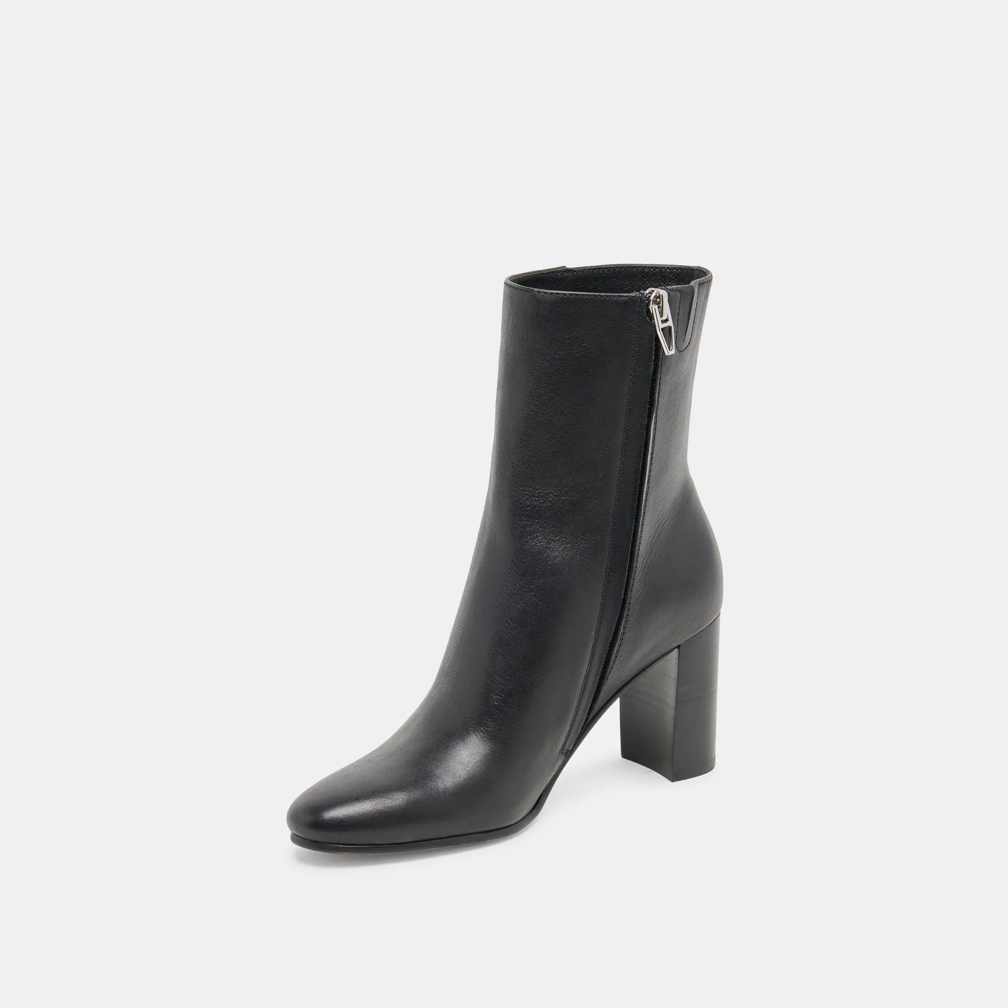 Minimalist Styling Torsion Rigidity SUZY WIDE BOOTIES BLACK LEATHER