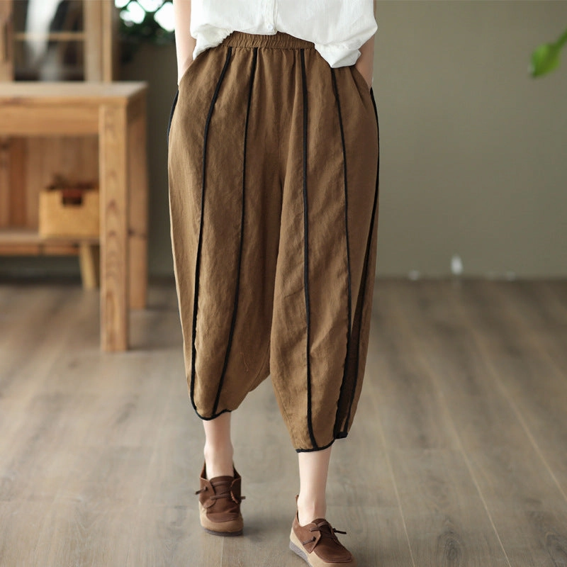 Wrinkle Proof Women Summer Cotton Linen Pants
