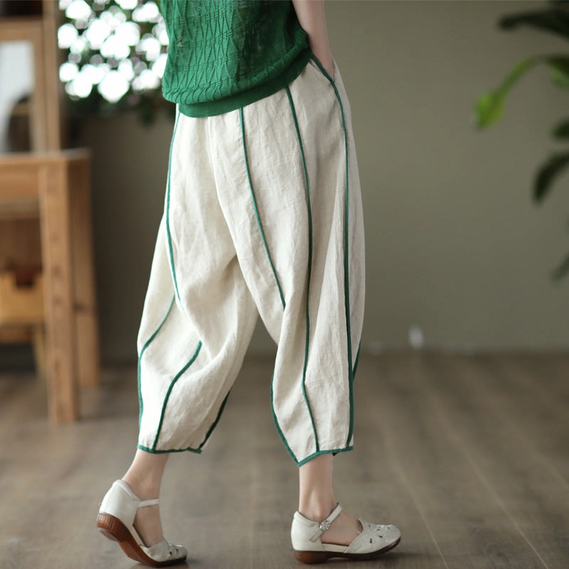 Breathable Design Soft Texture Women Summer Cotton Linen Pants